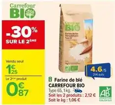 Carrefour Carrefour - bio farine de blé offre