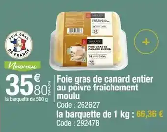 Promocash Sarrade - foie gras de canard entier au poivre fraîchement moulu offre