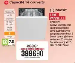 Extra Indesit - lave-vaisselle d21hl326 offre