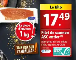 Lidl Filet de saumon ASC entier offre