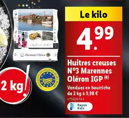 Lidl Huitres creuses N°3 Marennes Oléron IGP offre