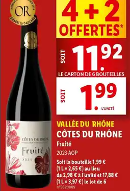 Lidl VALLÉE DU RHÔNE CÔTES DU RHÔNE Fruité offre