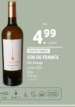 Lidl VIN DE FRANCE Vin Orange Larme d'Or offre