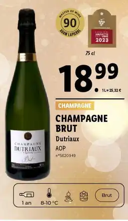Lidl CHAMPAGNE BRUT Dutriaux offre