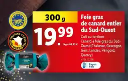 Lidl Foie gras de canard entier du Sud-Ouest offre