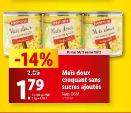 Lidl Maïs doux croquant sans sucres ajoutes offre