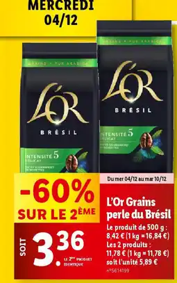 Lidl L'OR Grains perle du Brésil offre