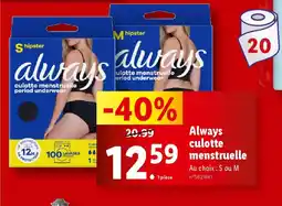 Lidl ALWAYS culotte menstruelle offre