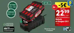 Lidl Batterie et chargeur 20 V offre