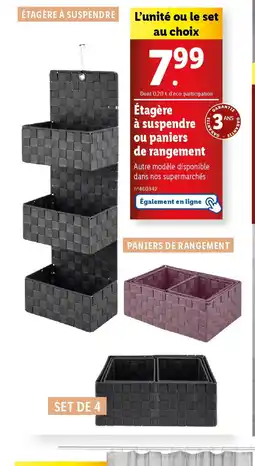 Lidl Étagère à suspendre ou paniers de rangement offre