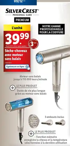 Lidl SILVERCREST Sèche-cheveux avec moteur sans balais offre