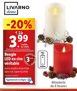 Lidl LIVARNO Bougie LED en cire véritable offre