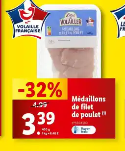 Lidl Médaillons de filet de poulet offre