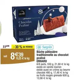 Migros ERHARD Bûche pâtissière traditionnelle au chocolat praliné offre