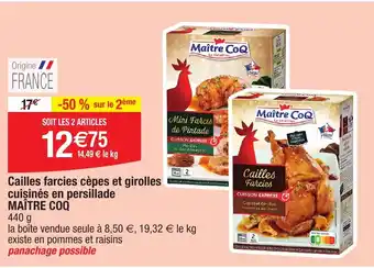 Migros MAÎTRE COQ Cailles farcies cèpes et girolles cuisinés en persillade offre