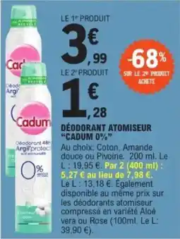 E.Leclerc "CADUM 0%" Déodorant atomiseur offre