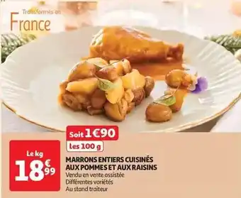 Auchan Marrons entieres cuisines aux pommes et aux raisins offre