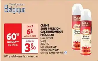 Auchan Président - crème sous pression gastronomique offre