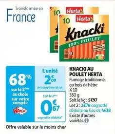 Auchan Herta - knacki au poulet offre