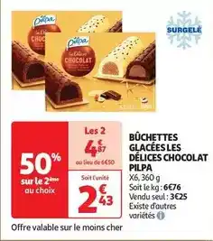 Auchan Pilpa - bûchettes glacées les délices chocolat offre