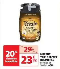 Auchan Secret des moines - mini fût triple offre