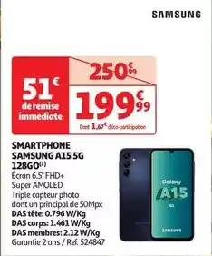 Auchan Samsung - smartphone a15 5g 128go offre