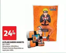 Auchan Le plaid sherpa naruto offre