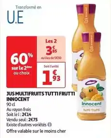 Auchan Supermarché Innocent - jus multifruits tutti frutti offre