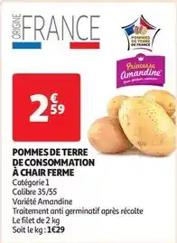 Auchan Supermarché Princesse amandine - pommes de terre de consommation à chair ferme offre