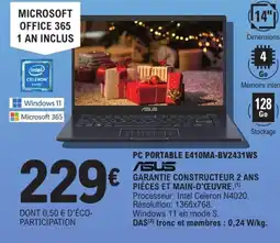 E.Leclerc ASUS Pc portable e410ma-bv2431ws offre