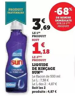 Hyper U Sun - liquide de rinçage offre