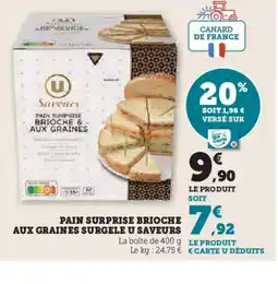 Hyper U U SAVEURS Pains surprise brioche aux graines surgele offre