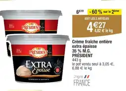 Cora PRÉSIDENT Crème fraîche entière extra épaisse offre