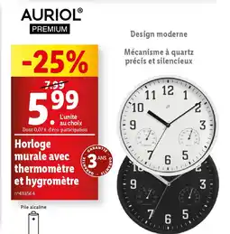 Lidl Horloge murale avec thermomètre et hygromètre offre