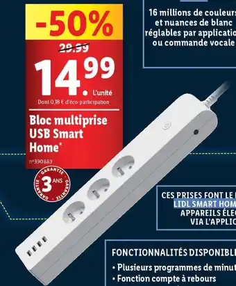 Lidl Bloc multiprise USB Smart Home* offre