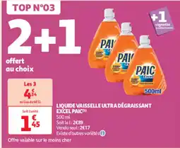 Auchan Supermarché PAIC Liquide vaisselle ultra dégraissant excel offre