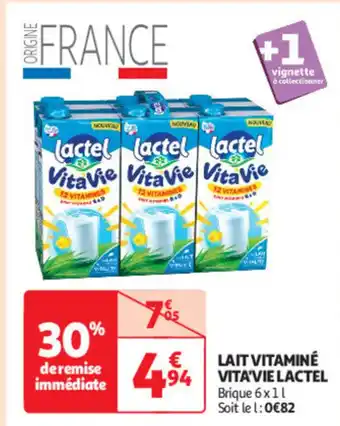 Auchan Supermarché LACTEL Lait vitaminé vita'vie offre