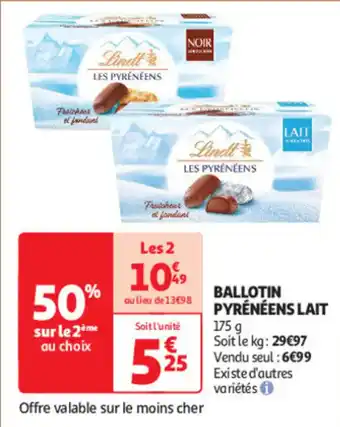 Auchan Supermarché LINDT Ballotin pyrénéens lait offre