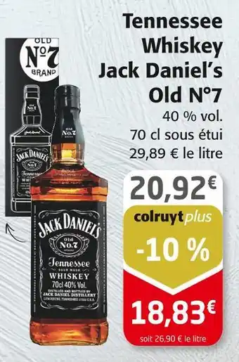 Colruyt Jack Daniel's Tennessee Whiskey Old N°7 offre