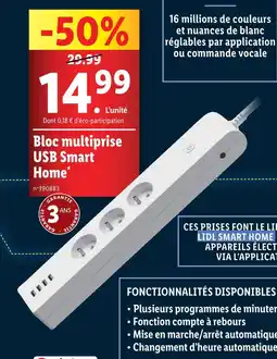 Lidl Bloc multiprise USB Smart Home offre