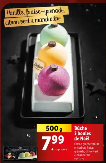 Lidl DELUXE Bûche 3 boules de Noël offre