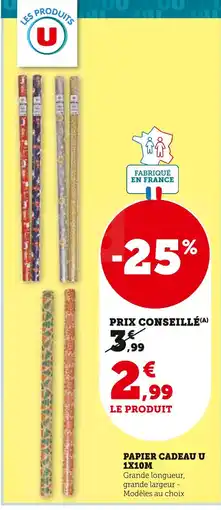 Super U U Papier cadeau 1x10m offre