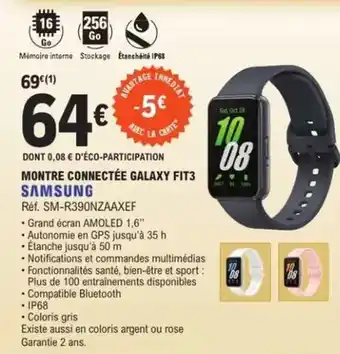 E.Leclerc Samsung - montre connectée galaxy fit3 offre