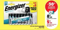 Super U Energizer - lot de 8 piles alcalines max plus offre