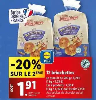 Lidl Maître jean pierre - 12 briochettes offre