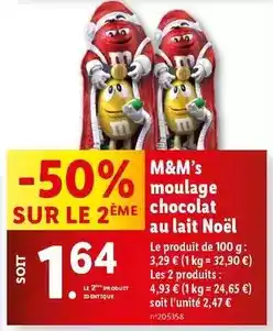 Lidl M&m's - moulage chocolat au lait noël offre