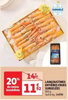 Auchan Langoustines entières crues surgelées offre