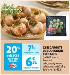 Auchan Supermarché 12 escargots de bourgogne très gros offre