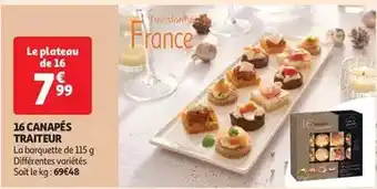 Auchan Supermarché 16 canapés traiteur offre