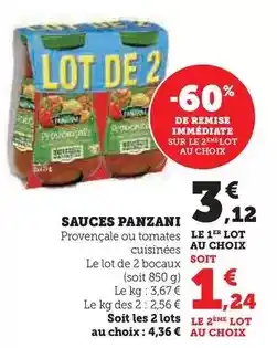 Hyper U Panzani - sauces offre